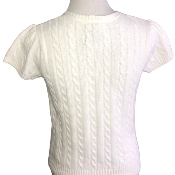 LANDS END WHITE SWEATER SZ LARGE 14 GIRLS - Picture 2 of 6